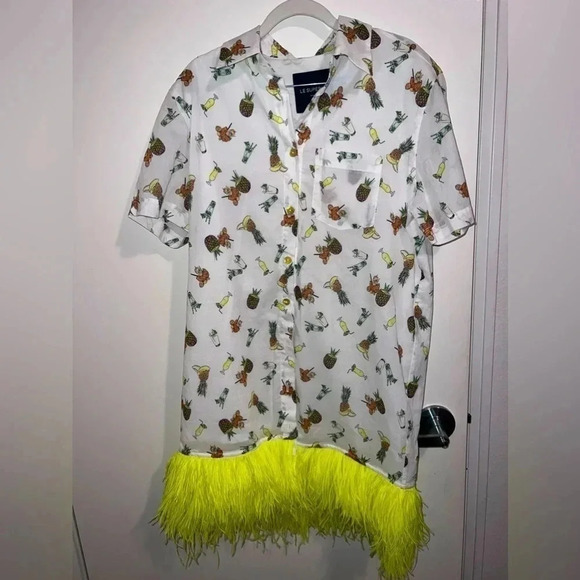 Le Superbe white Feathered Happy Hour Camp Dress size 6 - Picture 3 of 5